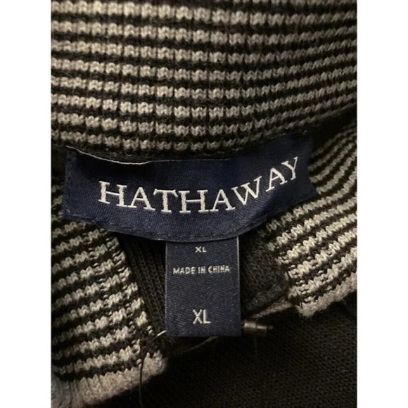 Hathaway Men's Size XL Ribbed Knit 3 Snap 1/4 Button Closure Sweater Black New - Picture 5 of 8